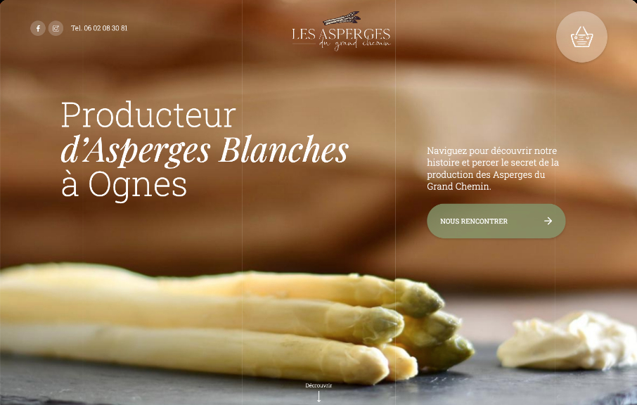 Création, intégration et mise en ligne d'un Site Internet pour un producteur d'asperges blanches basé à Ognes.