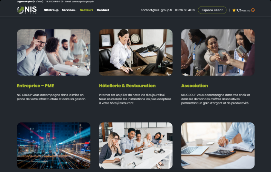 création et intégration du site internet de nis group spécialisée dans la cybersécurité sur chalons en champagne